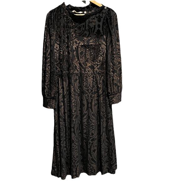 Soft Surroundings Dresses & Skirts - Soft Surroundings Hadley Velvet Black Glitter Long Sleeve Women's Dress Size 16